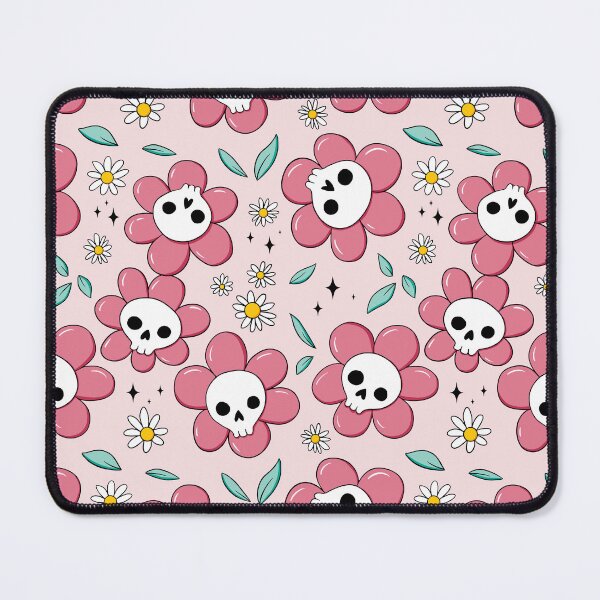 Item preview, Skull flower pattern - pink with light background designed and sold by DidiSunshine.