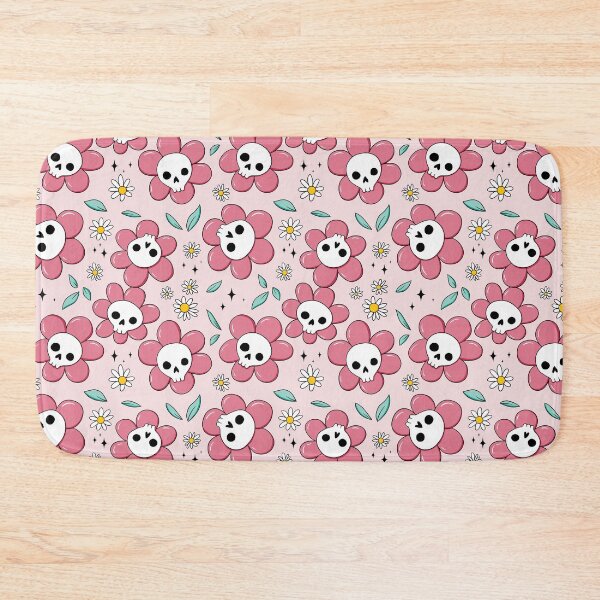 Item preview, Skull flower pattern - pink with light background designed and sold by DidiSunshine.