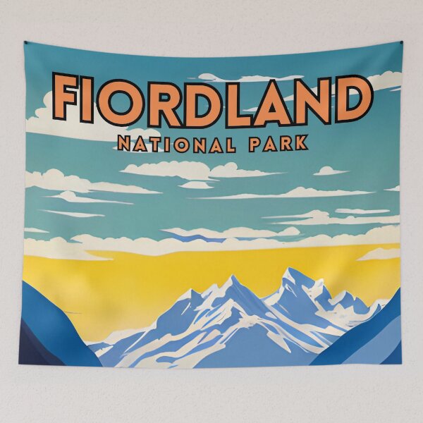 Item preview, Fiordland National Park Vintage Travel Poster designed and sold by ZionPosteria.