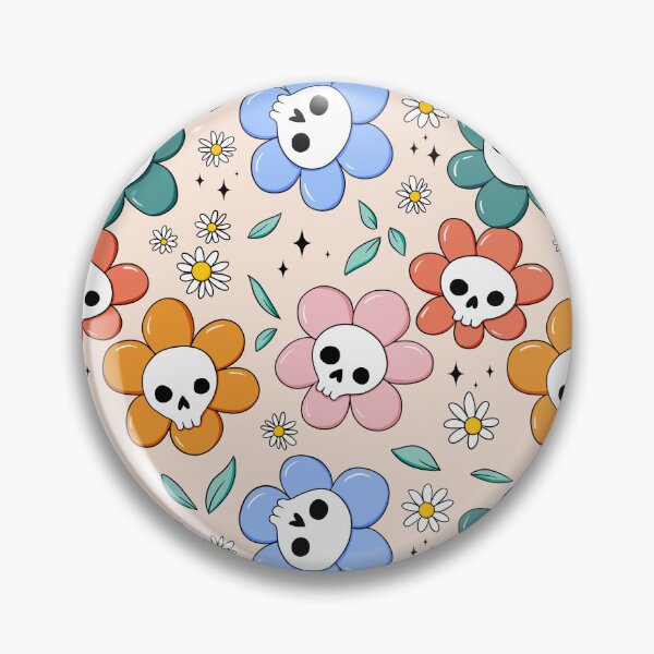 Item preview, Skull flower pattern - pastel with light background designed and sold by DidiSunshine.