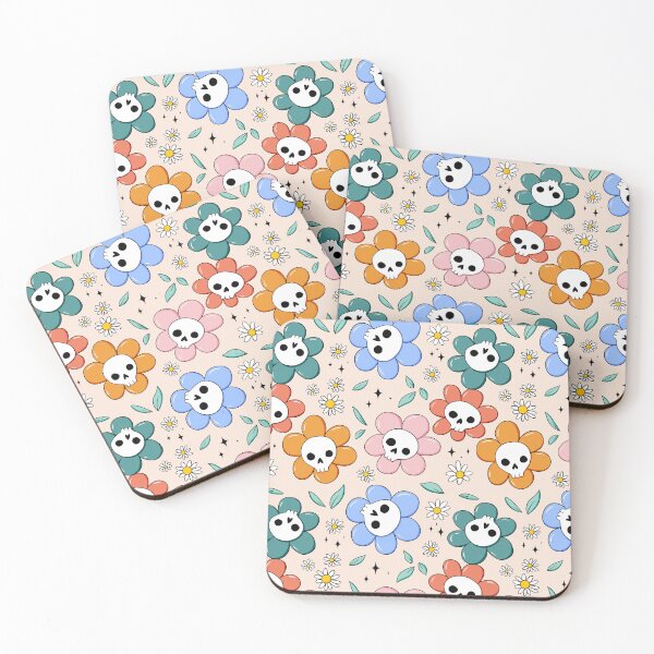 Item preview, Skull flower pattern - pastel with light background designed and sold by DidiSunshine.