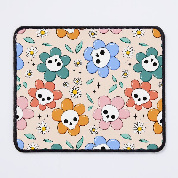 Item preview, Skull flower pattern - pastel with light background designed and sold by DidiSunshine.