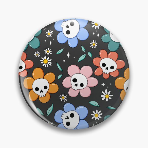 Item preview, Skull flower pattern - pastel with dark background designed and sold by DidiSunshine.