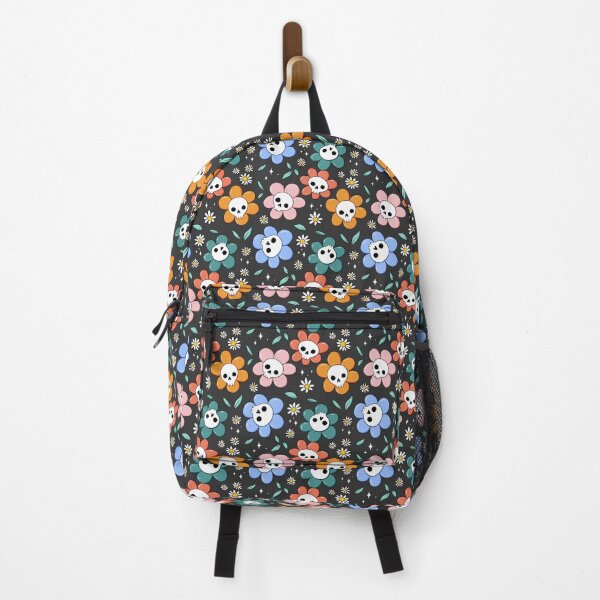Item preview, Skull flower pattern - pastel with dark background designed and sold by DidiSunshine.