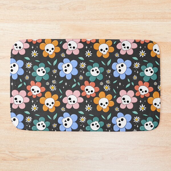 Item preview, Skull flower pattern - pastel with dark background designed and sold by DidiSunshine.