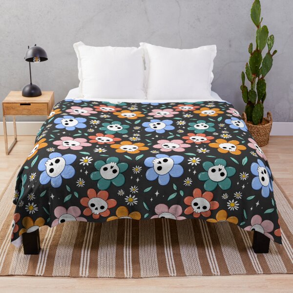 Item preview, Skull flower pattern - pastel with dark background designed and sold by DidiSunshine.