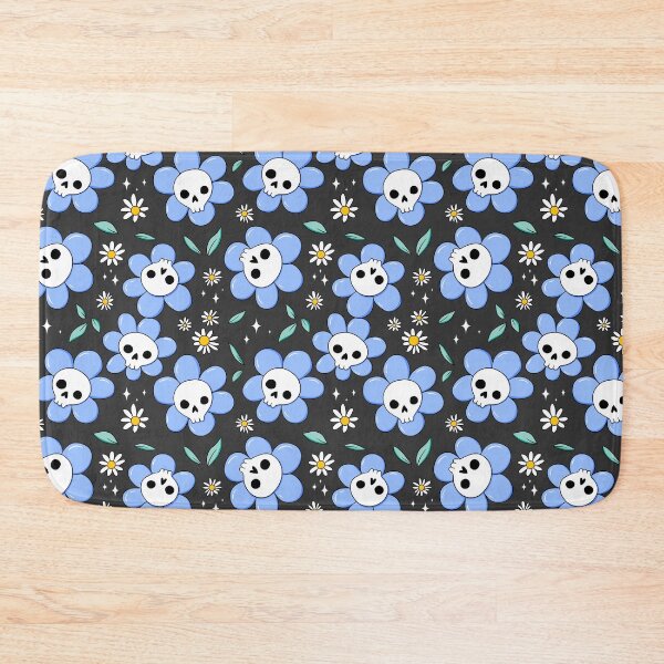 Item preview, Skull flower pattern - blue with dark background designed and sold by DidiSunshine.