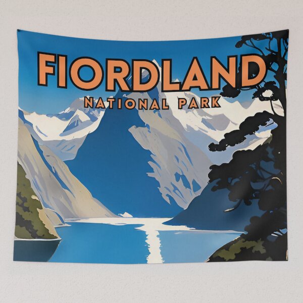 Item preview, Fiordland National Park Vintage Travel designed and sold by ZionPosteria.