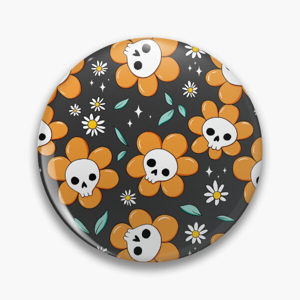 Item preview, Skull flower pattern - orange with dark background designed and sold by DidiSunshine.