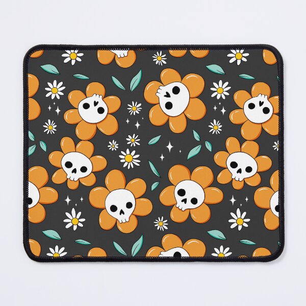 Item preview, Skull flower pattern - orange with dark background designed and sold by DidiSunshine.