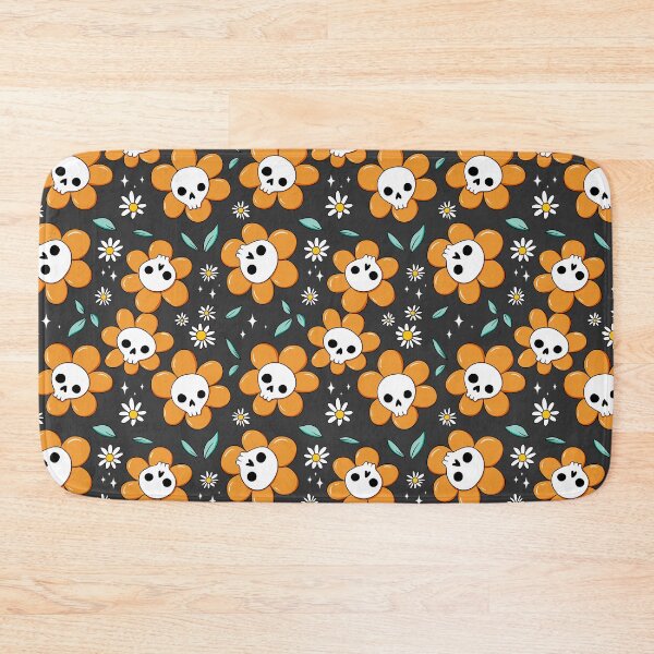 Item preview, Skull flower pattern - orange with dark background designed and sold by DidiSunshine.