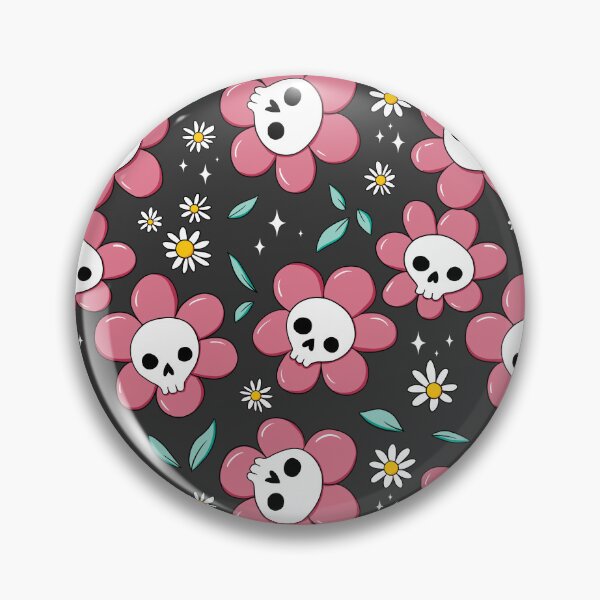 Item preview, Skull flower pattern - pink with dark background designed and sold by DidiSunshine.