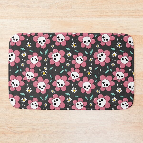 Item preview, Skull flower pattern - pink with dark background designed and sold by DidiSunshine.