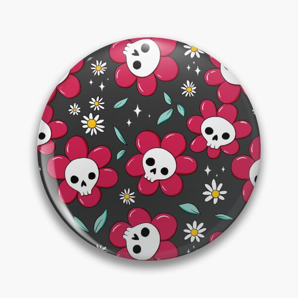 Item preview, Skull flower pattern - red with dark background designed and sold by DidiSunshine.
