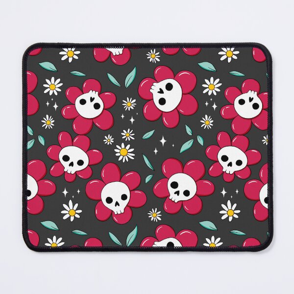 Item preview, Skull flower pattern - red with dark background designed and sold by DidiSunshine.