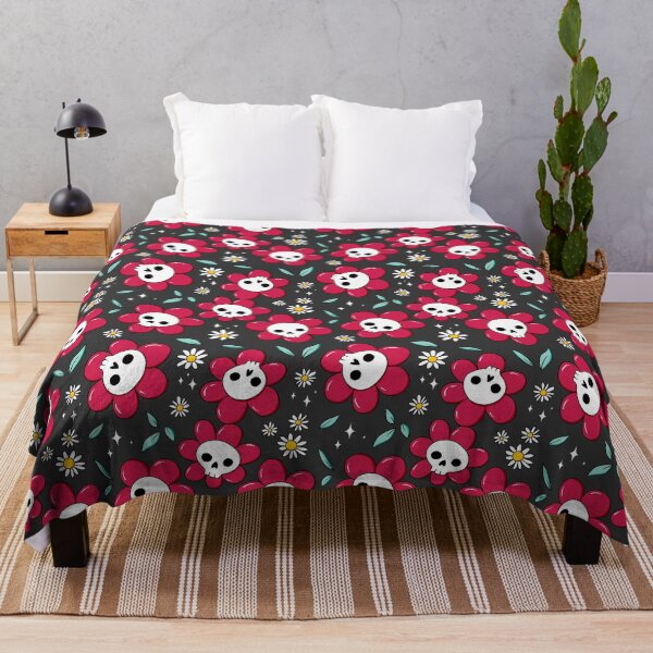 Item preview, Skull flower pattern - red with dark background designed and sold by DidiSunshine.