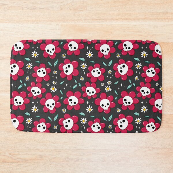 Item preview, Skull flower pattern - red with dark background designed and sold by DidiSunshine.