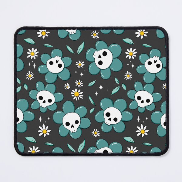 Item preview, Skull flower pattern - green with dark background designed and sold by DidiSunshine.