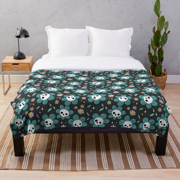 Item preview, Skull flower pattern - green with dark background designed and sold by DidiSunshine.