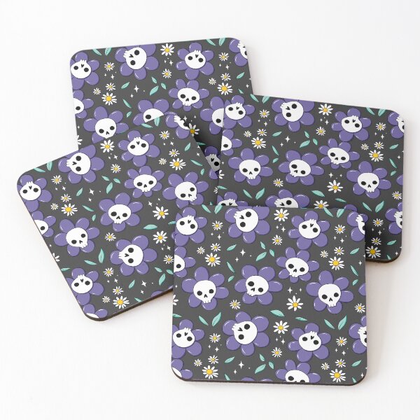 Item preview, Skull flower pattern - violet with dark background designed and sold by DidiSunshine.