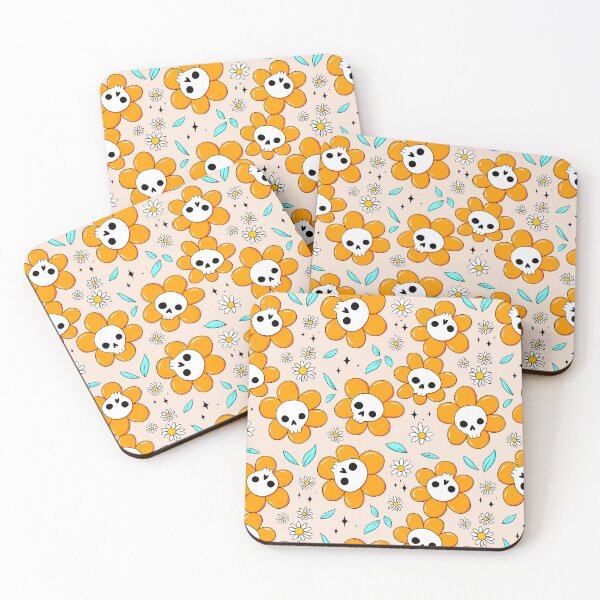 Item preview, Skull flower pattern - orange with light background designed and sold by DidiSunshine.