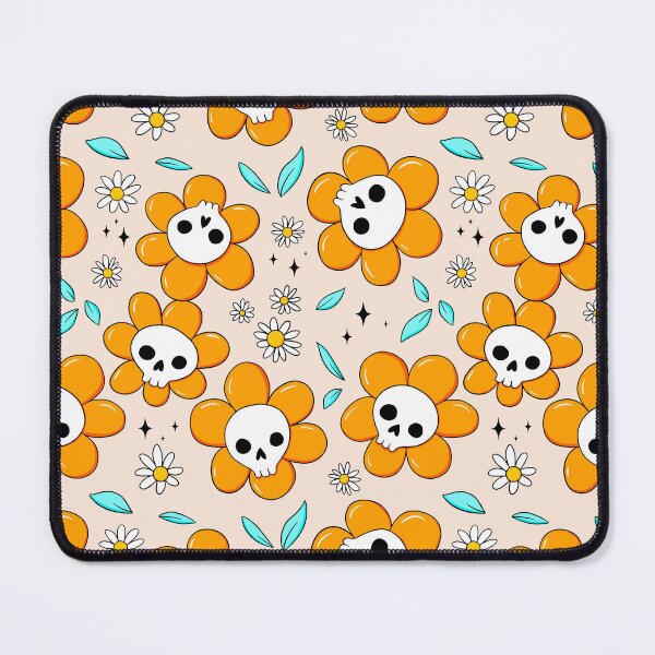 Item preview, Skull flower pattern - orange with light background designed and sold by DidiSunshine.
