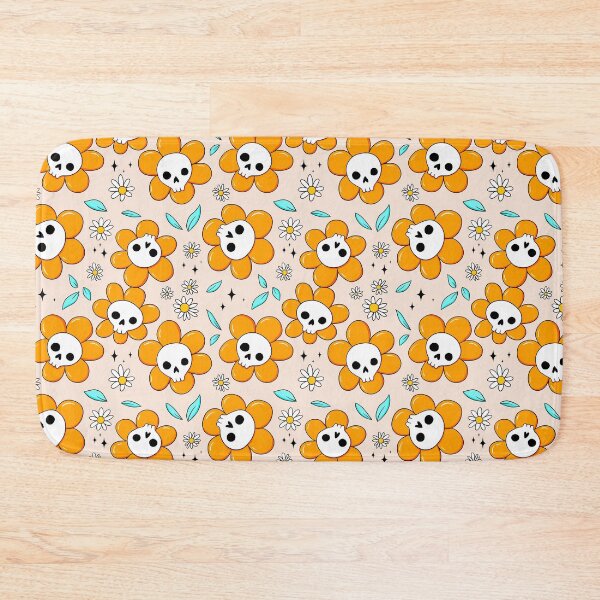 Item preview, Skull flower pattern - orange with light background designed and sold by DidiSunshine.