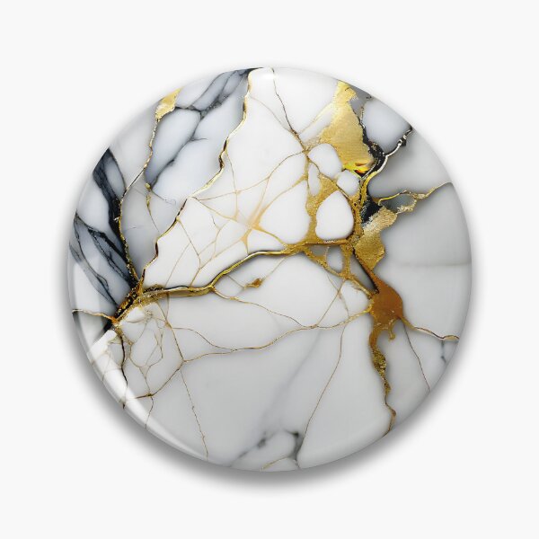 Item preview, Cracked Marble Look (Image Faux White Marble) with Gray and Gold designed and sold by Beachy.