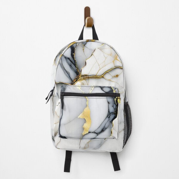 Item preview, Cracked Marble Look (Image Faux White Marble) with Gray and Gold designed and sold by Beachy.