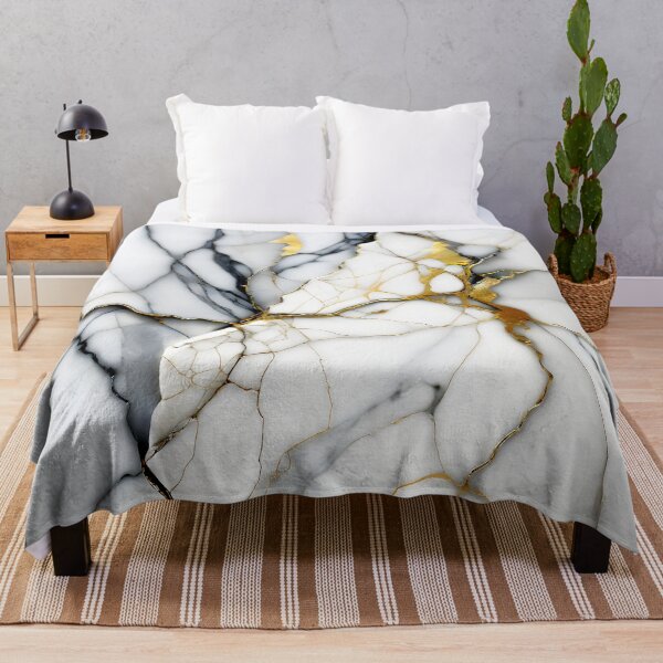 Item preview, Cracked Marble Look (Image Faux White Marble) with Gray and Gold designed and sold by Beachy.