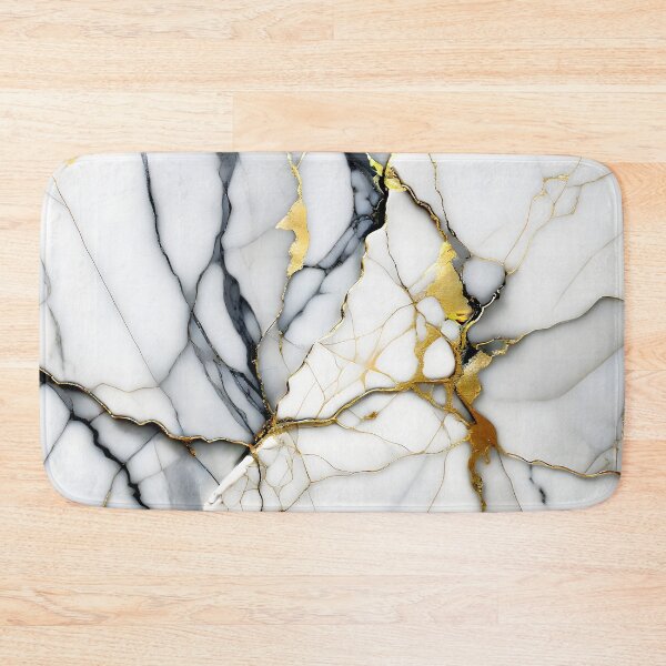 Item preview, Cracked Marble Look (Image Faux White Marble) with Gray and Gold designed and sold by Beachy.