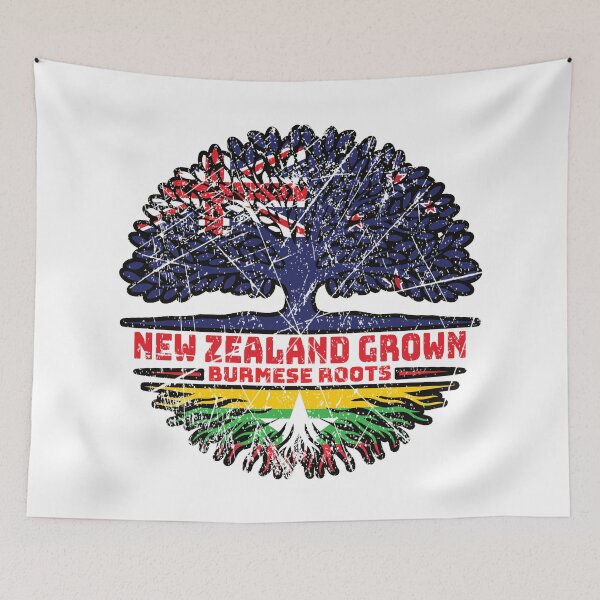 Item preview, Myanmar Burmese New Zealander New Zealand Tree Roots Flag designed and sold by FlagX.
