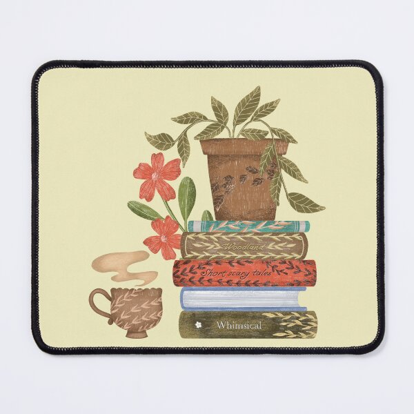 Item preview, Plant on stack of books with a warm cup of tea designed and sold by pinkyfish1010.
