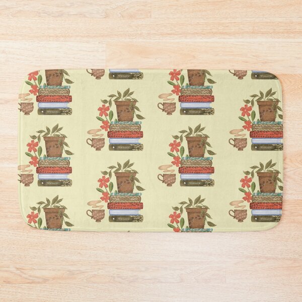 Item preview, Plant on stack of books with a warm cup of tea designed and sold by pinkyfish1010.