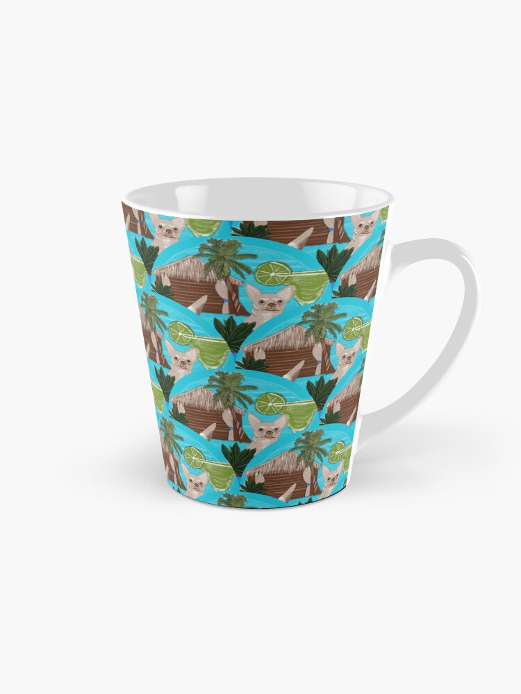 Coffee Mug, Chihuahuas Cabanas And Cocktails Art Deco Scallop designed and sold by Triplicate Limited