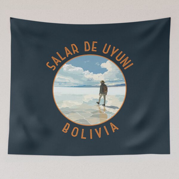 Item preview, Salar de Uyuni Bolivia Retro Distressed Circle designed and sold by KrisSidDesigns.