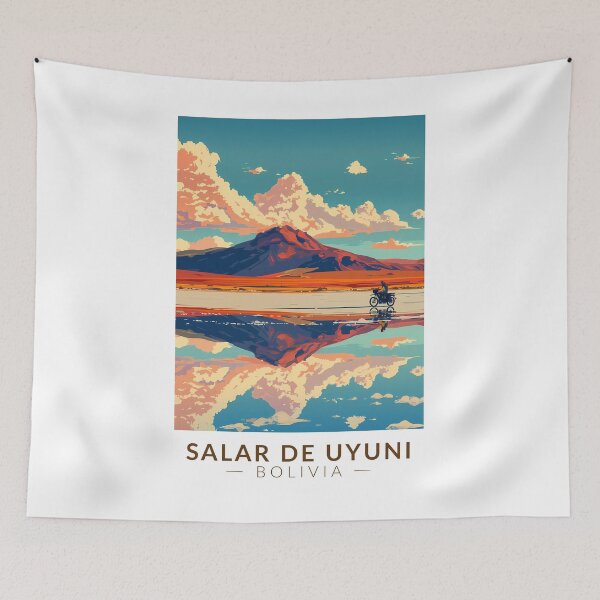 Item preview, Uyuni Salt Flat Bolivia Motorcycle Travel Art Vintage designed and sold by KrisSidDesigns.