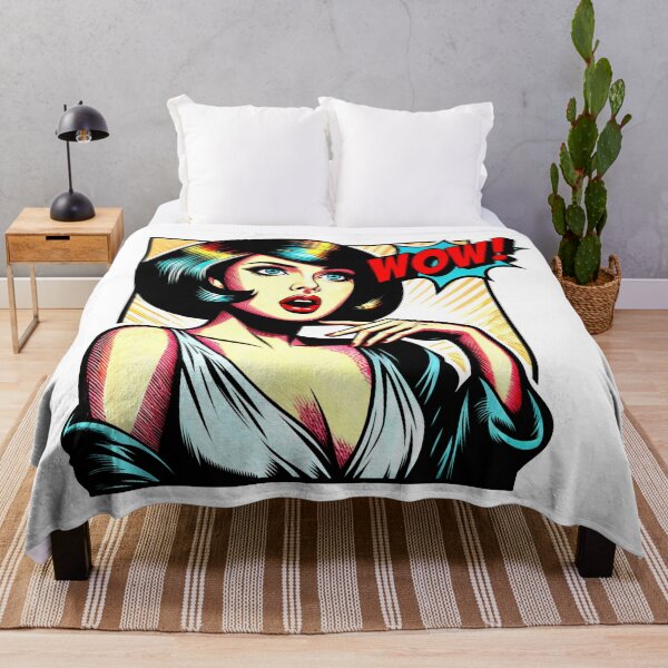 Artikelvorschau, WOW! Comic-Mädchen mit Bob-Haarschnitt in rot-blauem Kleid entworfen und verkauft von SplashTastic.
