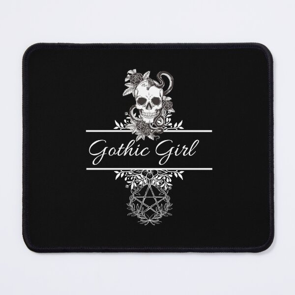 Item preview, Gothic Girl - skull motif with pentagram and flowers, for all black girls designed and sold by CorvusLunaArt.