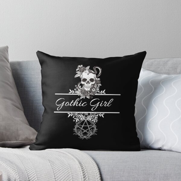 Item preview, Gothic Girl - skull motif with pentagram and flowers, for all black girls designed and sold by CorvusLunaArt.