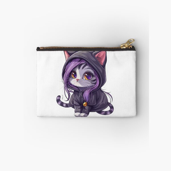 Item preview, Stylish cartoon cat with purple hair and hood, perfect for fun designs. designed and sold by tjnextgen99.