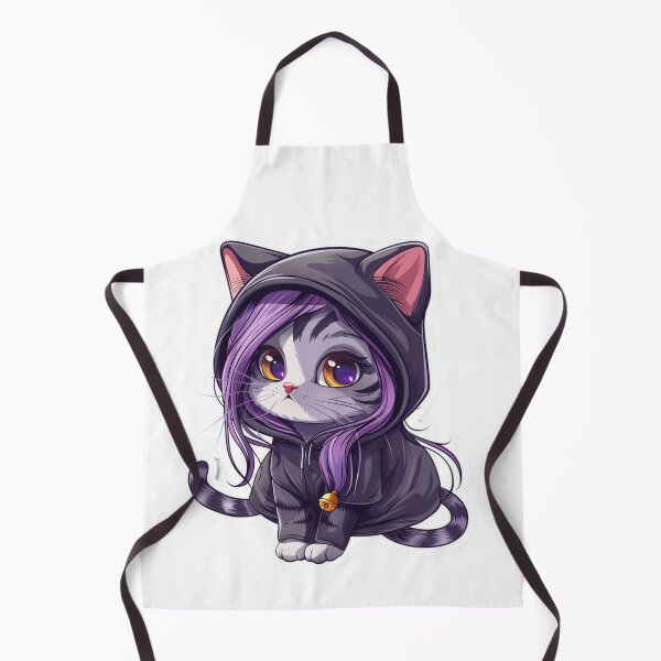 Item preview, Stylish cartoon cat with purple hair and hood, perfect for fun designs. designed and sold by tjnextgen99.