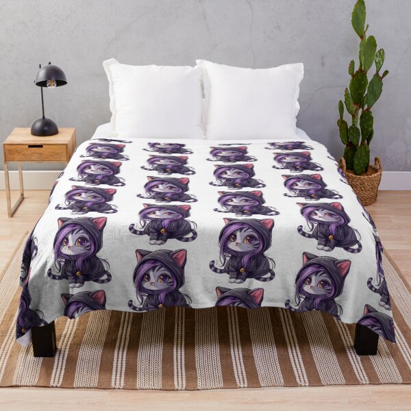 Item preview, Stylish cartoon cat with purple hair and hood, perfect for fun designs. designed and sold by tjnextgen99.