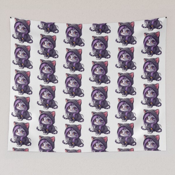 Item preview, Stylish cartoon cat with purple hair and hood, perfect for fun designs. designed and sold by tjnextgen99.