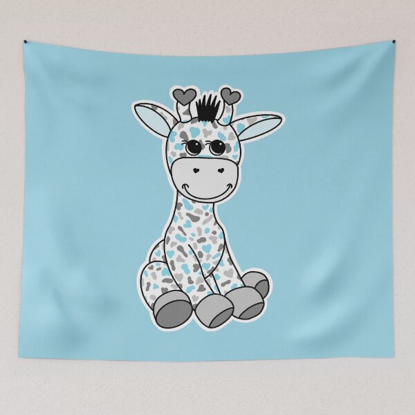Item preview, Cute Demiboy Pride Flag Giraffe Blue Gray White designed and sold by JoyfulJen.