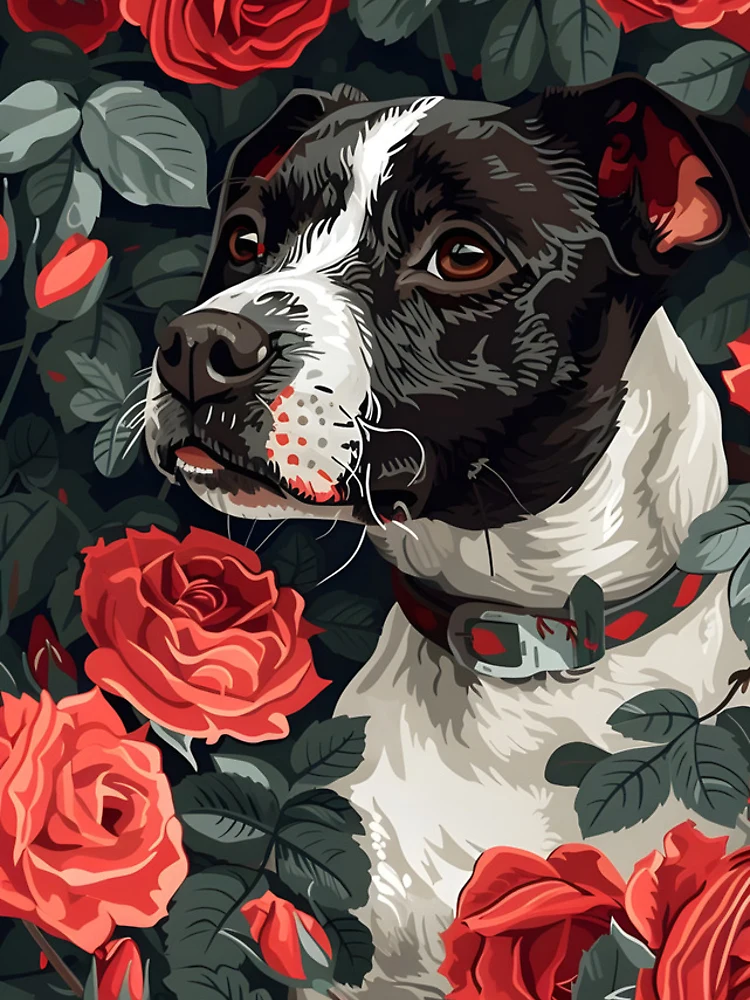 Thumbnail 4 of 4, iPhone Case, Dog In Roses designed and sold by HappyStickBike.