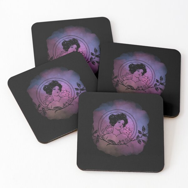 Item preview, Vintage lady in pink and purple watercolor  designed and sold by MarigoldandLily.