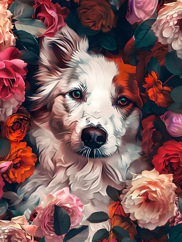 Thumbnail 4 of 4, iPhone Case, Dog In Roses designed and sold by HappyStickBike.