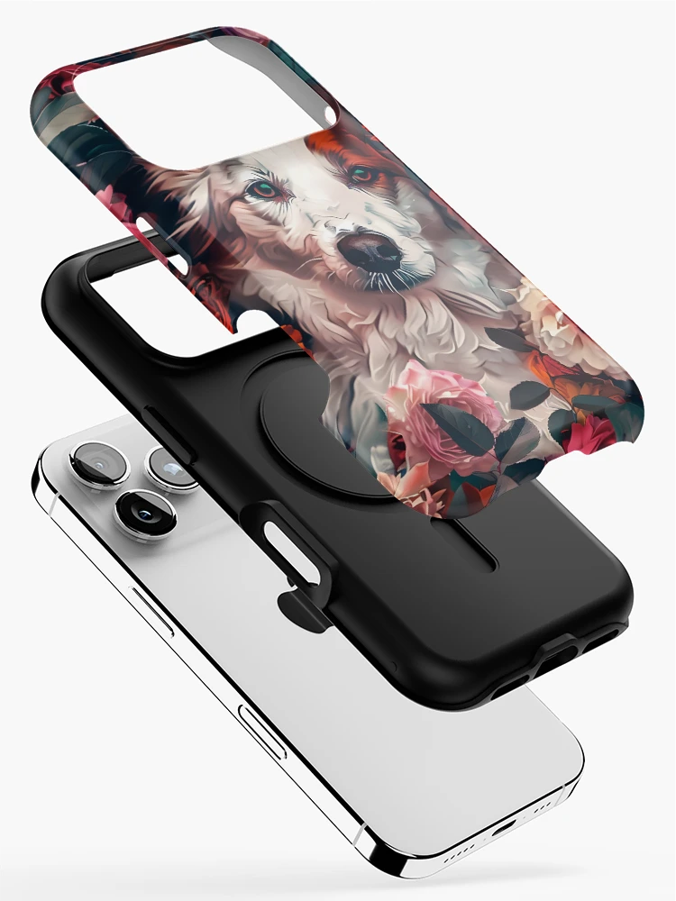 Thumbnail 2 of 4, iPhone Case, Dog In Roses designed and sold by HappyStickBike.