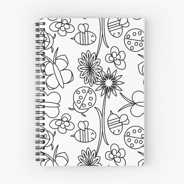 Item preview, bee, ladybug and butterfly repeating pattern/colouring sheet designed and sold by IttyDesignsByJ.